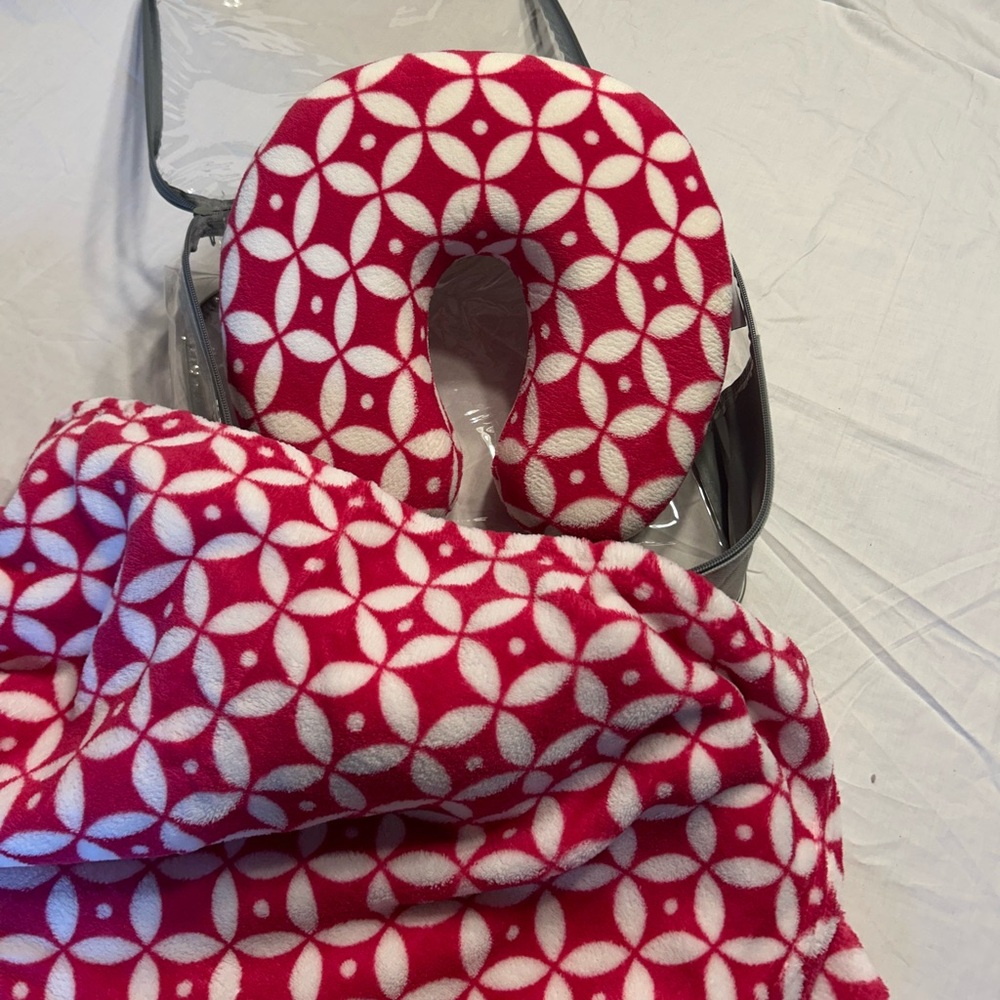 Silver One at Home travel pillow and blanket. Great condition barely used.